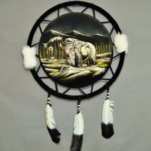 Large Hand Painted Velvet Shield - Winter Buffalo