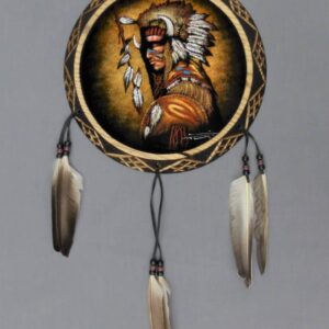 10-inch Native American Face wood and velvet shield