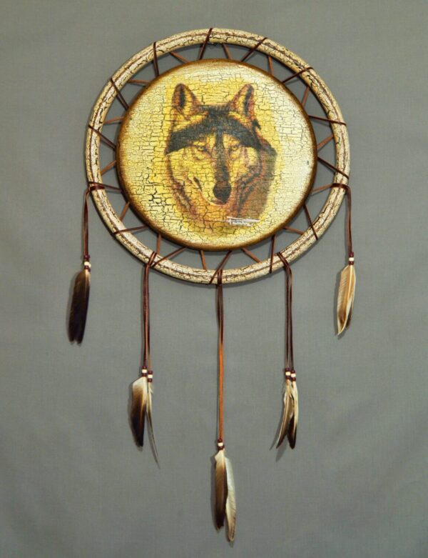 Hand Painted Shield - 18 inch - Wolf Face