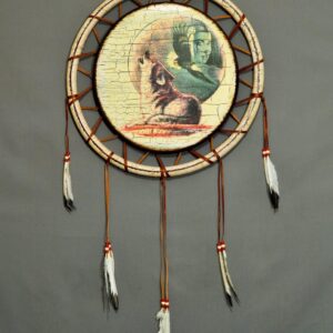 Hand Painted Shield - 18 inch - Howling Wolf and Moon