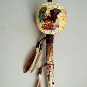Painted Rattle - Eagle with Native American Symbols