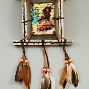 Wood Painted Shield 6 x 7 - Eagle With Arrows