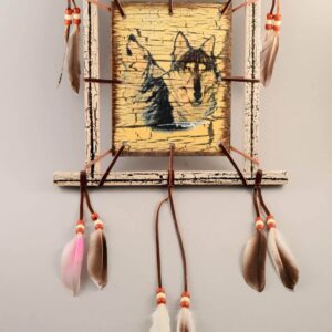 Wood Painted Shield 9 x 11 - Two Wolves