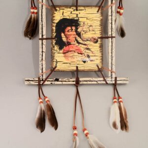 Wood Painted Shield 9 x 11 - Native American and Horse