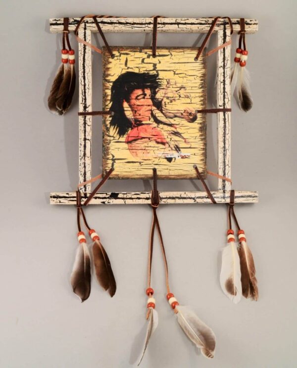 Wood Painted Shield 9 x 11 - Native American and Horse