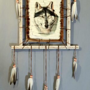 Wood Painted Shield 12 x 14 - Wolf Face