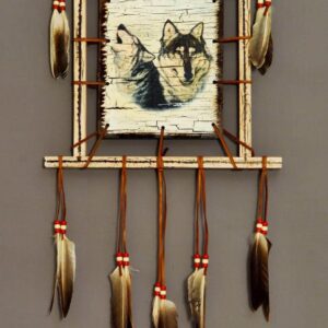 Wood Painted Shield 12 x 14 - Two Wolves