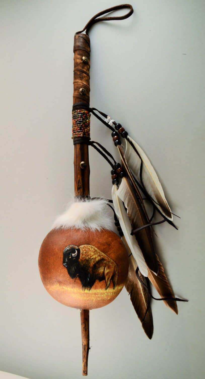 Hand Painted Rattle - Bison