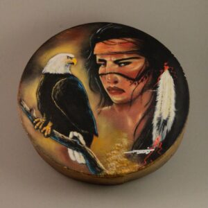 Hand Painted Art Drum Shield - Eagle and Native American